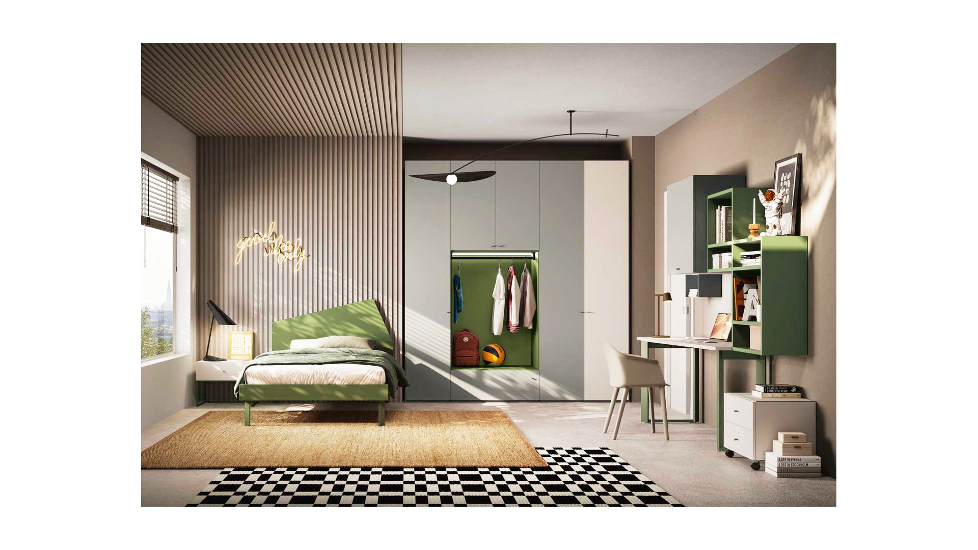Chambre ado avec dressing original PERSONNALISABLE Y106 - MORETTI COMPACT