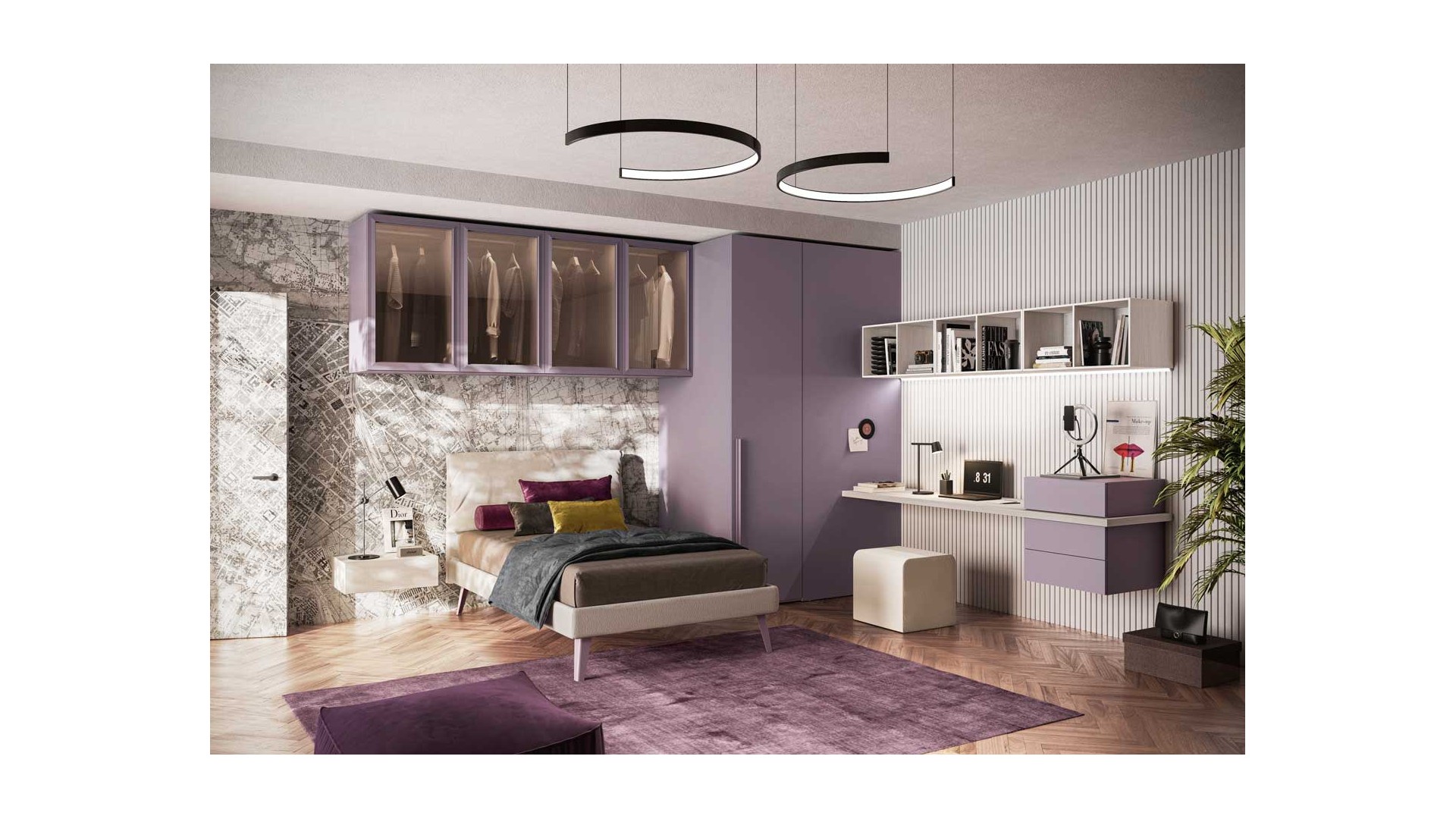 Chambre ado contemporaine PERSONNALISABLE Y109 - MORETTI COMPACT