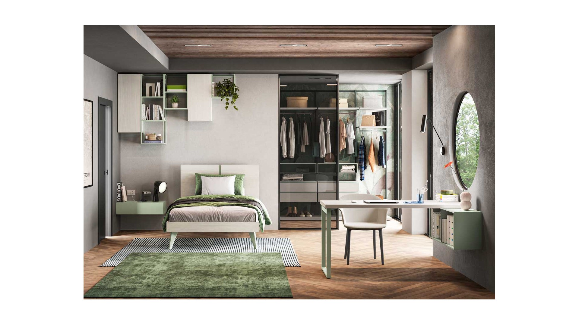 Chambre ado avec dressing original PERSONNALISABLE Y112 - MORETTI COMPACT