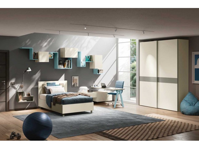 Lit coffre avec dressing et bureau - Chambre enfant PERSONNALISABLE Y118 - MORETTI COMPACT