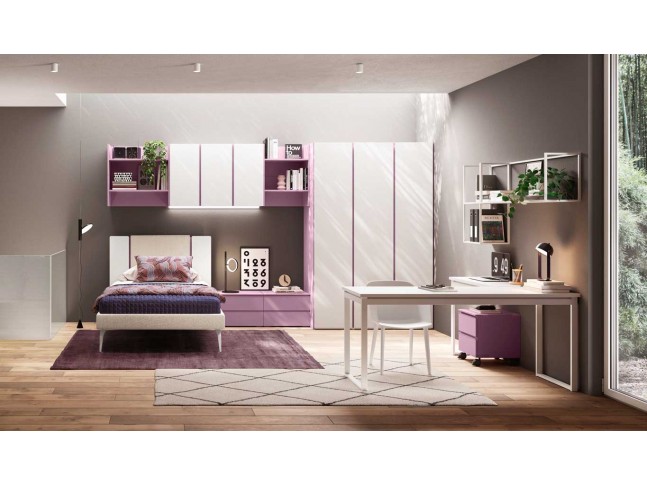Chambre fille moderne et douce PERSONNALISABLE Y121 - MORETTI COMPACT