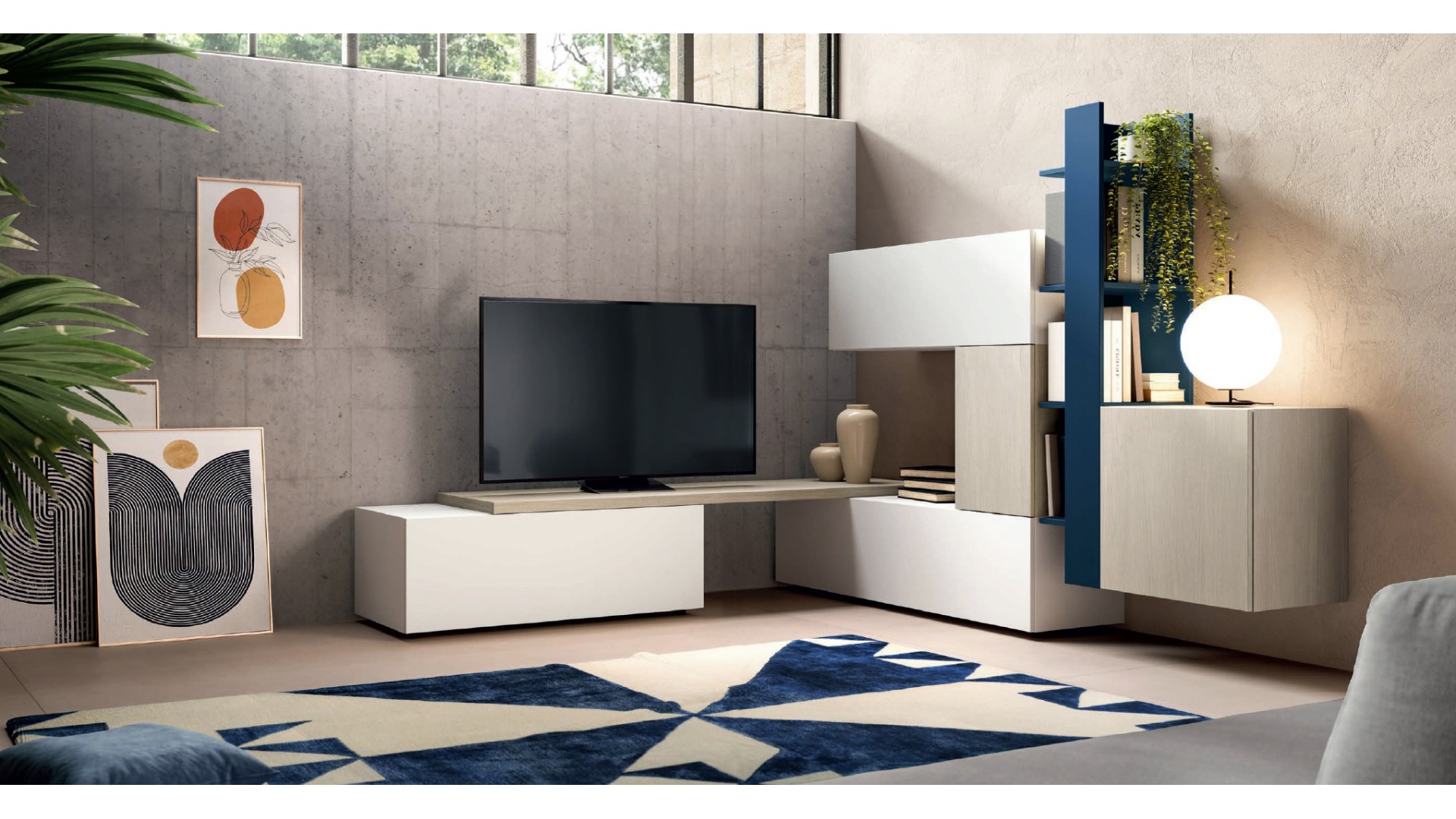 meuble TV en angle moderne PERSONNALISABLE KF114 - KOSMOS MORETTI COMPACT