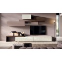 Meuble TV moderne Façades déco finition Texture Ciment PERSONNALISABLE KC103 - KOSMOS MORETTI COMPACT