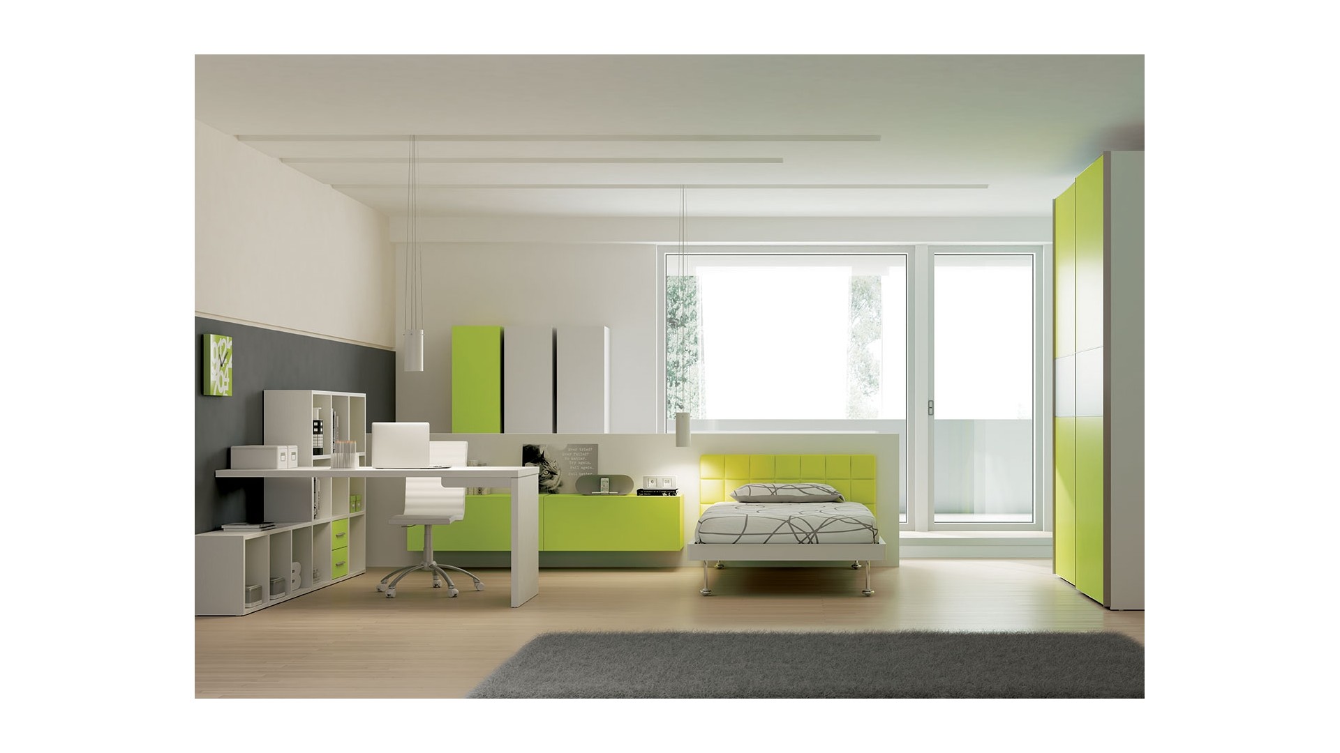 Chambre ado PERSONNALISABLE YC30 lit 1 personne - MORETTI COMPACT