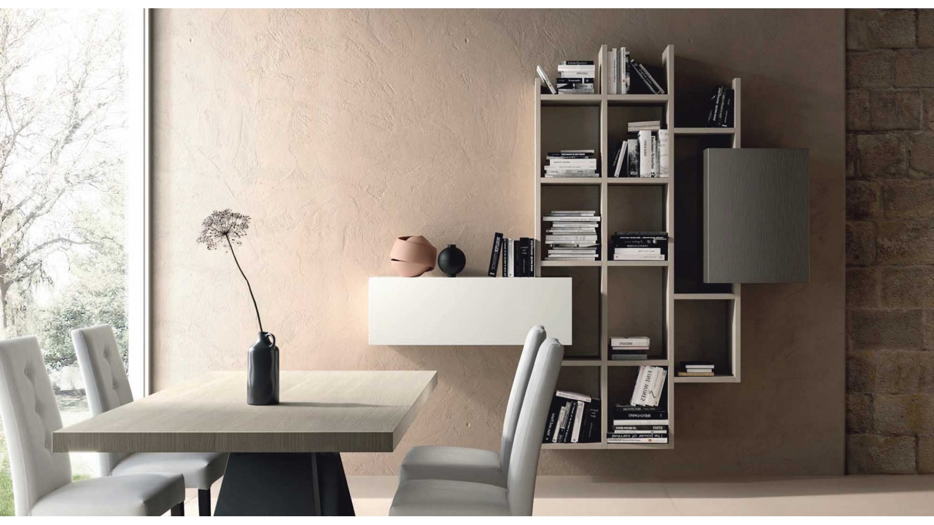 Bibliothèque suspendue moderne PERSONNALISABLE KC107-B - KOSMOS MORETTI COMPACT