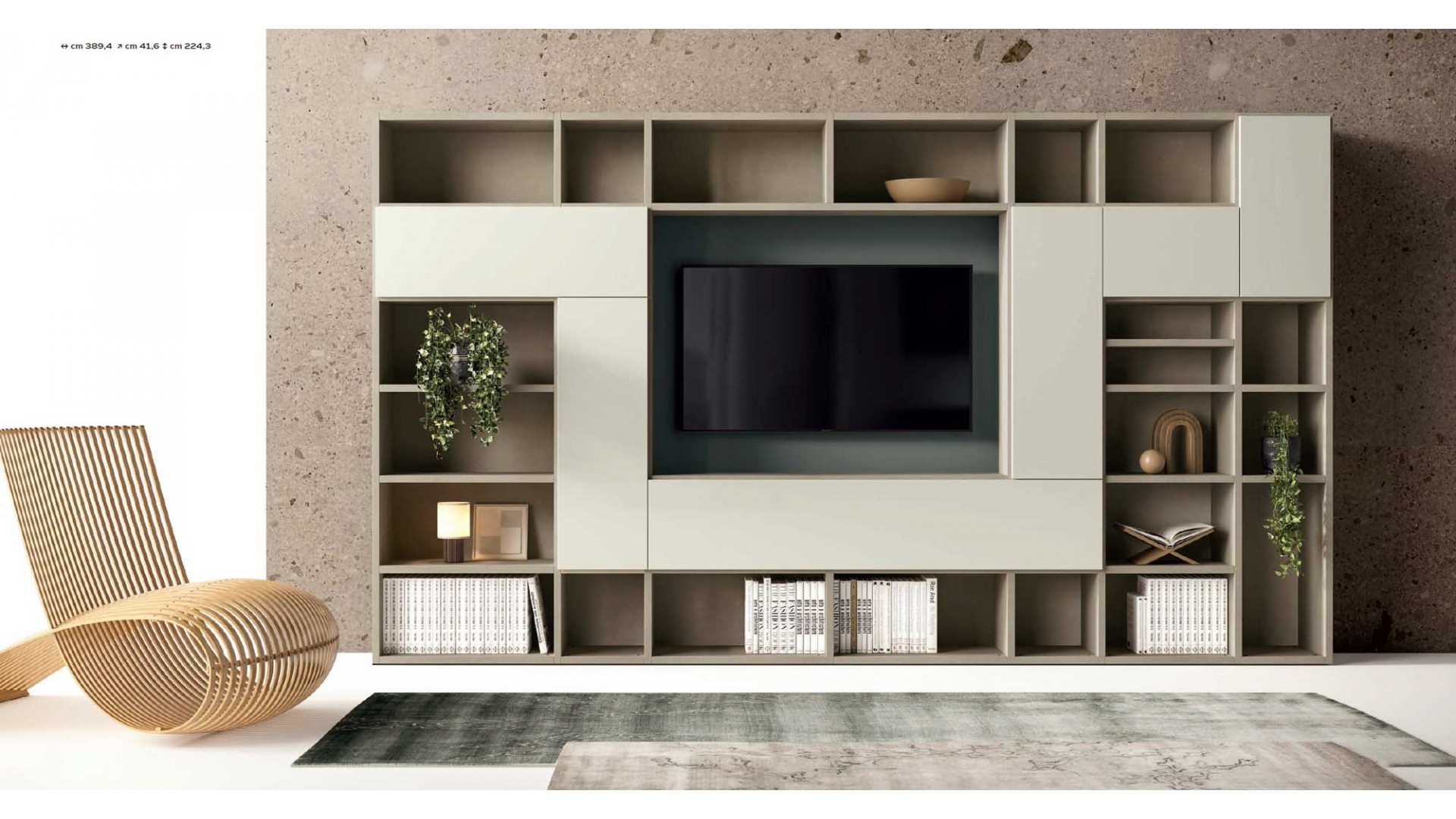 Meuble TV bibliothèque moderne asymétrique PERSONNALISABLE KL214 - KOSMOS MORETTI COMPACT