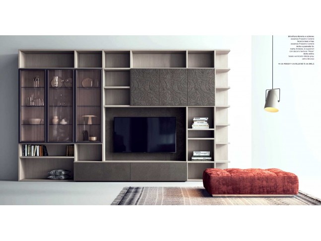 Meuble TV bibliothèque moderne asymétrique PERSONNALISABLE KL206 - KOSMOS MORETTI COMPACT