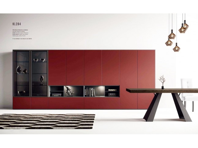 Meuble de séjour contemporain avec vitrine en verre anthracite PERSONNALISABLE KL204 - KOSMOS MORETTI COMPACT