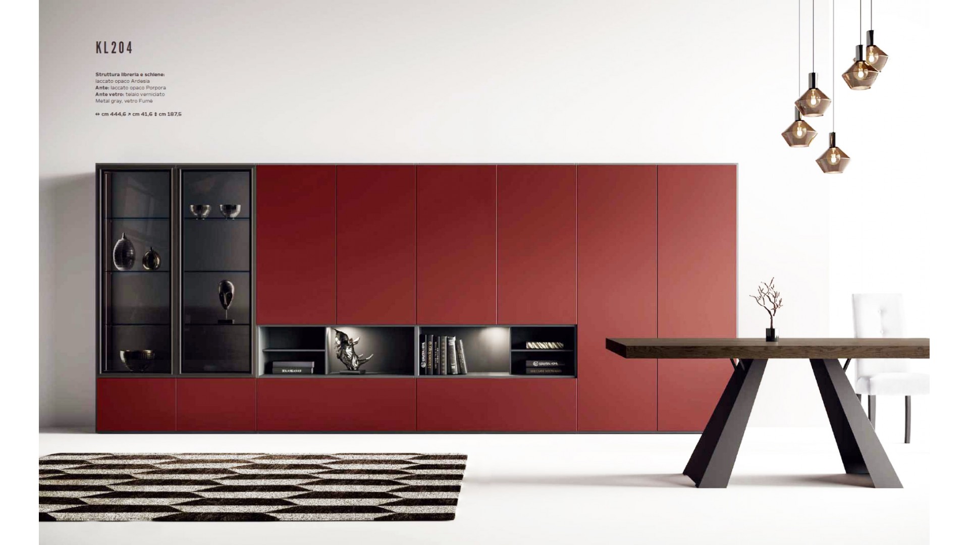 Meuble de séjour contemporain avec vitrine en verre anthracite PERSONNALISABLE KL204 - KOSMOS MORETTI COMPACT