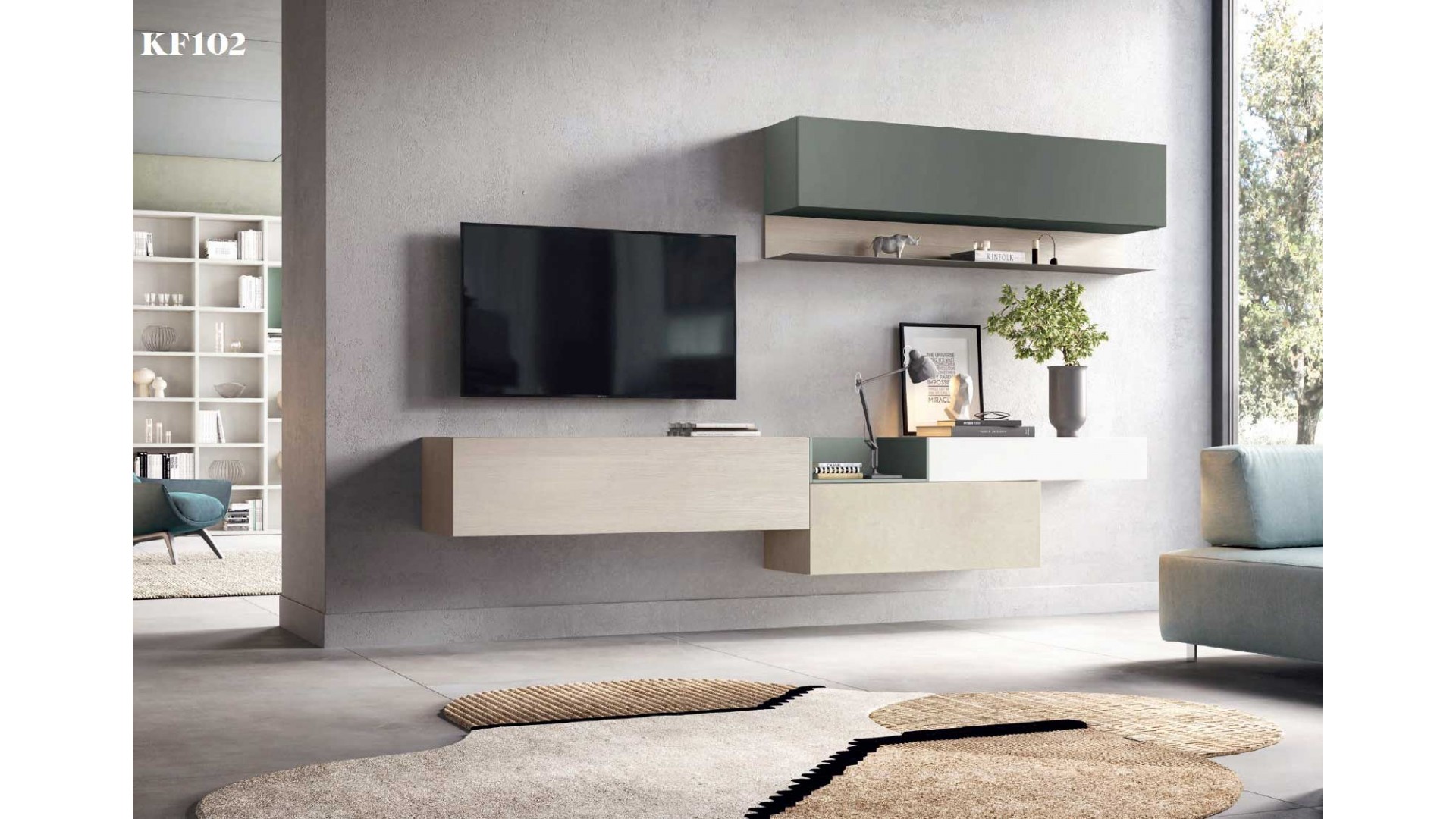 meuble TV suspendu moderne PERSONNALISABLE KF102 - KOSMOS MORETTI COMPACT