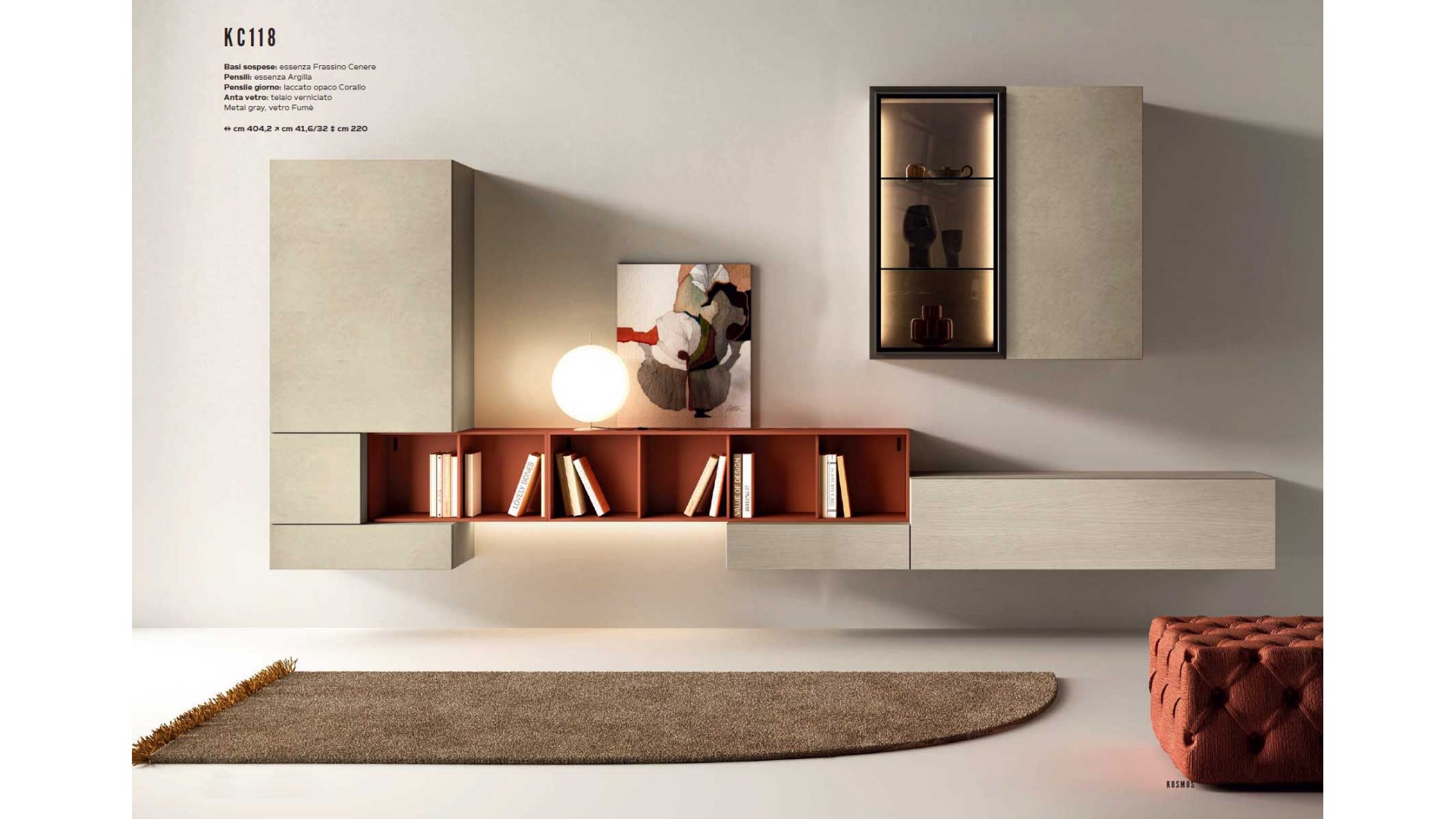 Meuble de séjour contemporain suspendu PERSONNALISABLE KC118 - KOSMOS MORETTI COMPACT