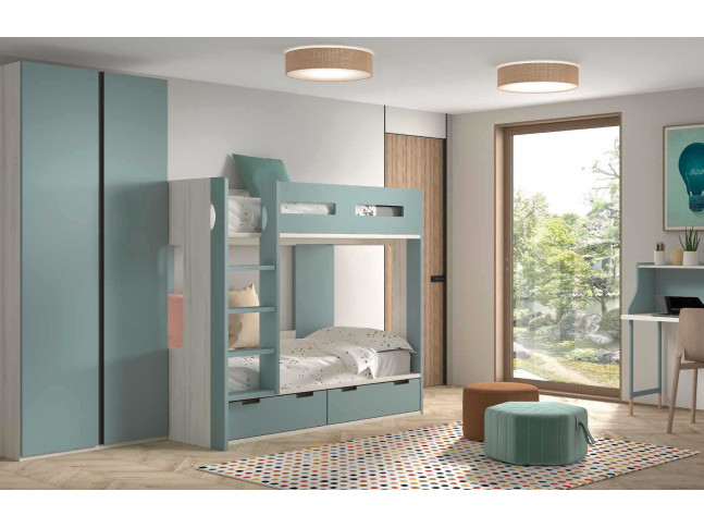 Lit superposé avec rangement et bureau F203 - GLICERIO EVOLUTION