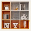 Bibliothèque Design PERSONNALISABLE AL14 avec niches Wall Box couleur Mandarine - MORETTI COMPACT