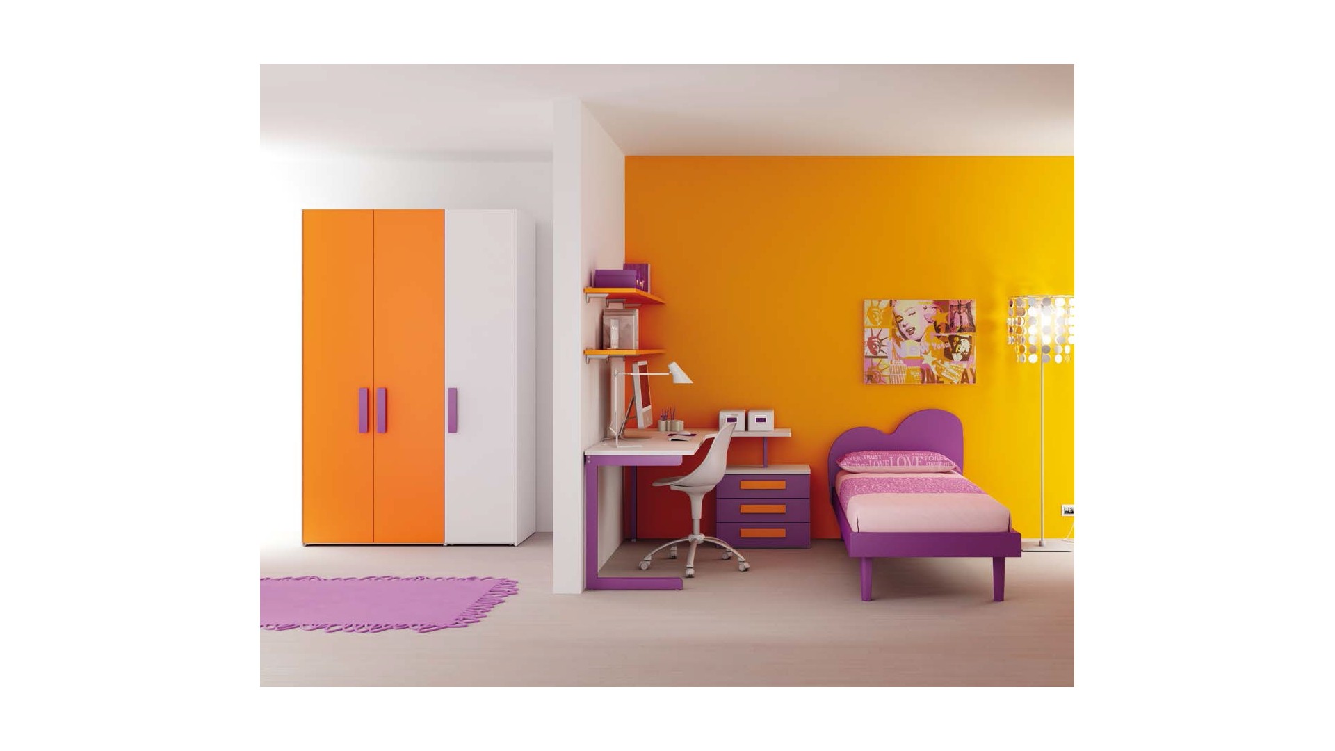Chambre enfant PERSONNALISABLE LH14 lit 1 personne - MORETTI COMPACT