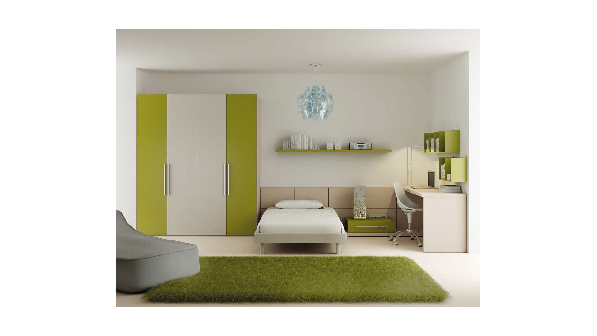 Chambre complète PERSONNALISABLE LH16 avec lit ado - MORETTI COMPACT