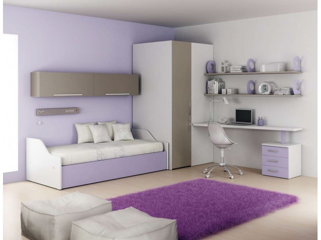 Chambre enfant PERSONNALISABLE LH21 lit canapé et lit gigogne - MORETTI COMPACT
