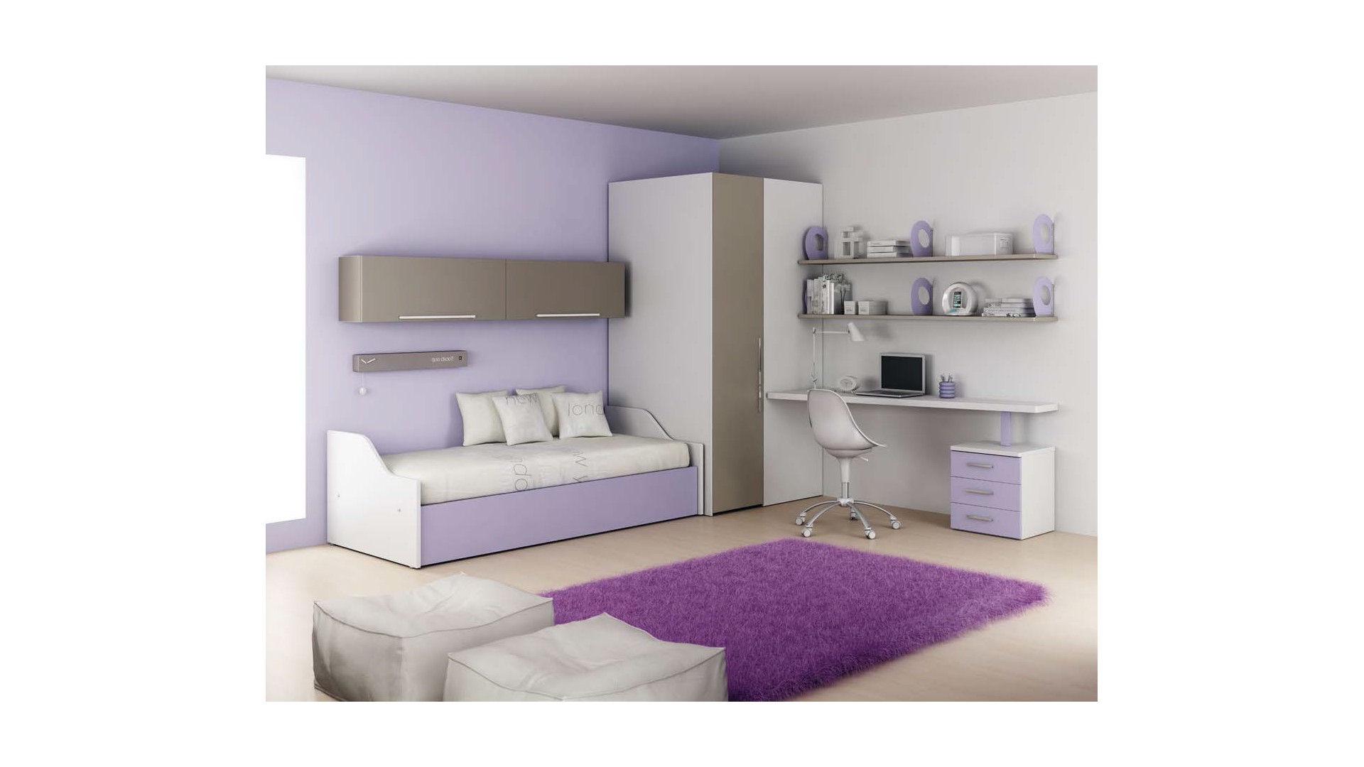 Chambre enfant PERSONNALISABLE LH21 lit canapé et lit gigogne - MORETTI COMPACT
