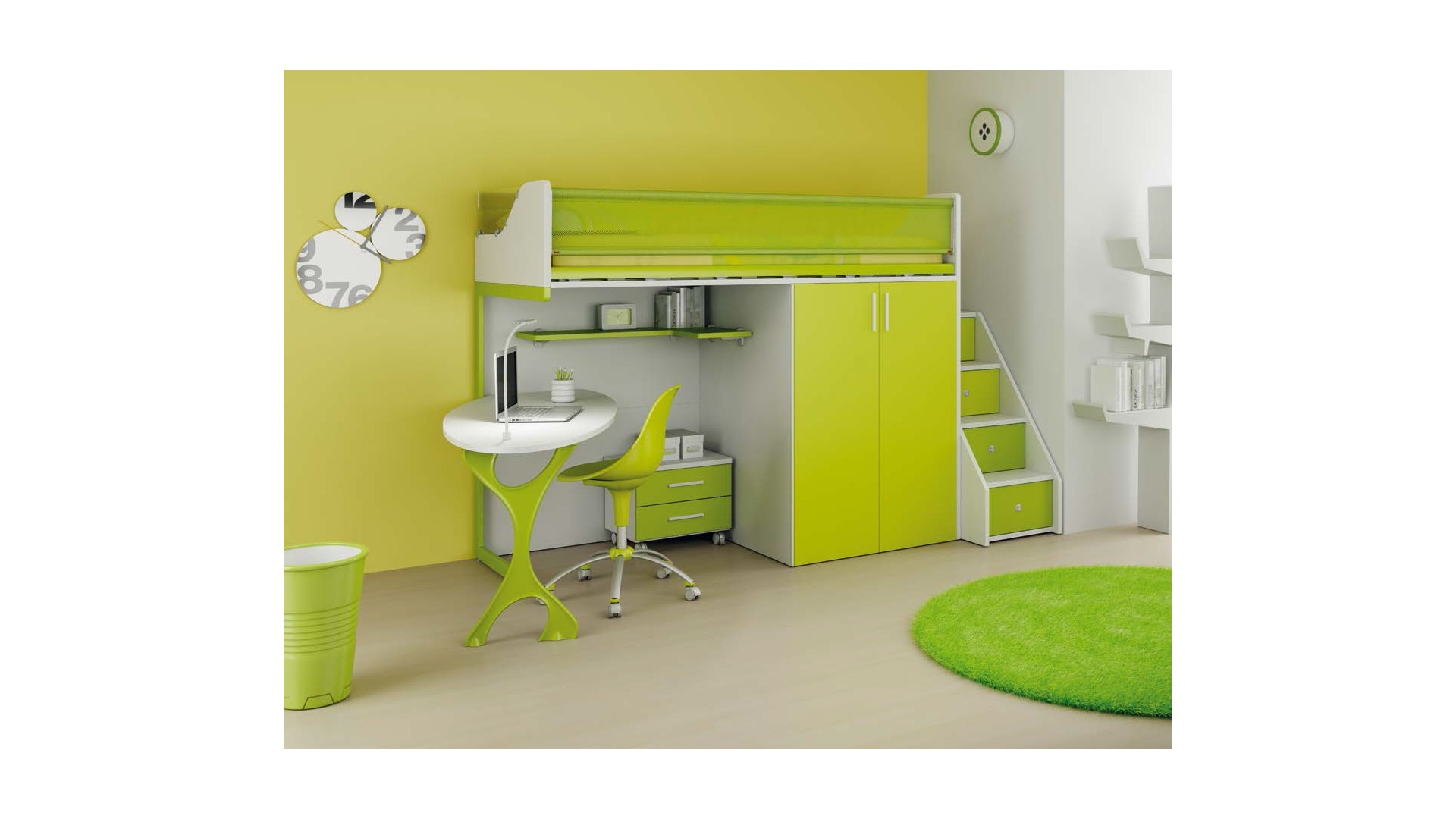 Chambre enfant PERSONNALISABLE LH33 lit mezzanine - MORETTI COMPACT