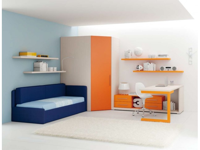Chambre enfant PERSONNALISABLE LH34 lit canapé et lit gigogne - MORETTI COMPACT