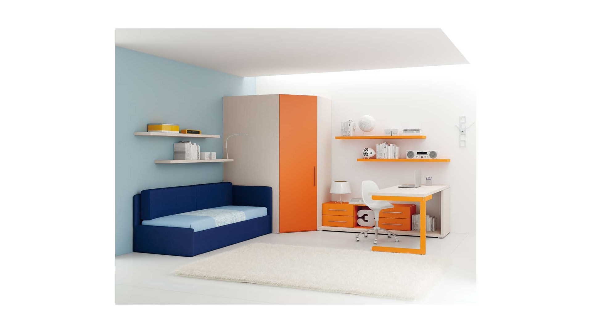 Chambre enfant PERSONNALISABLE LH34 lit canapé et lit gigogne - MORETTI COMPACT