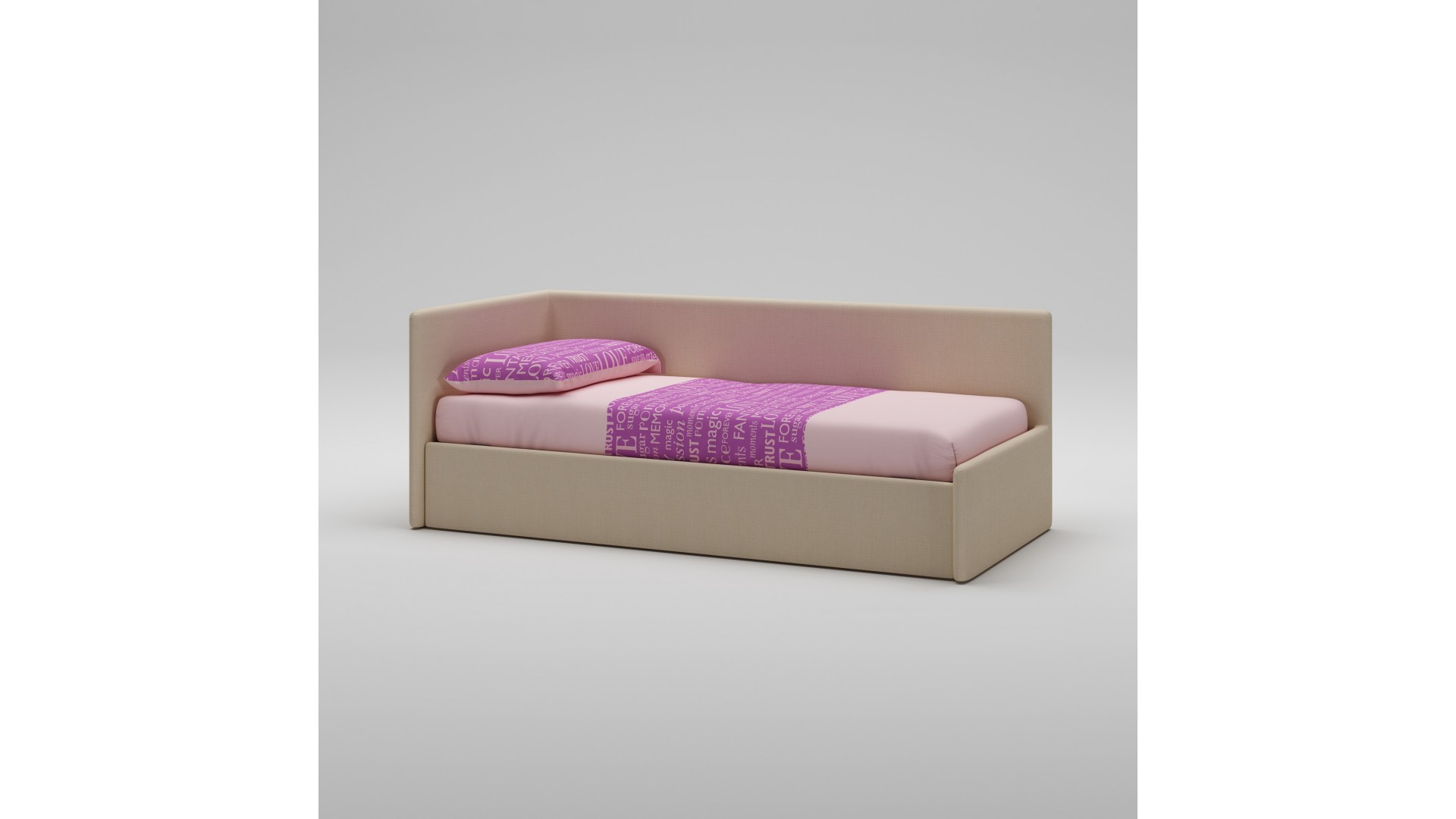 Lit Canapé PERSONNALISABLE WL071 en tissu couleur corde avec couchage de 90 x 200 - MORETTI COMPACT