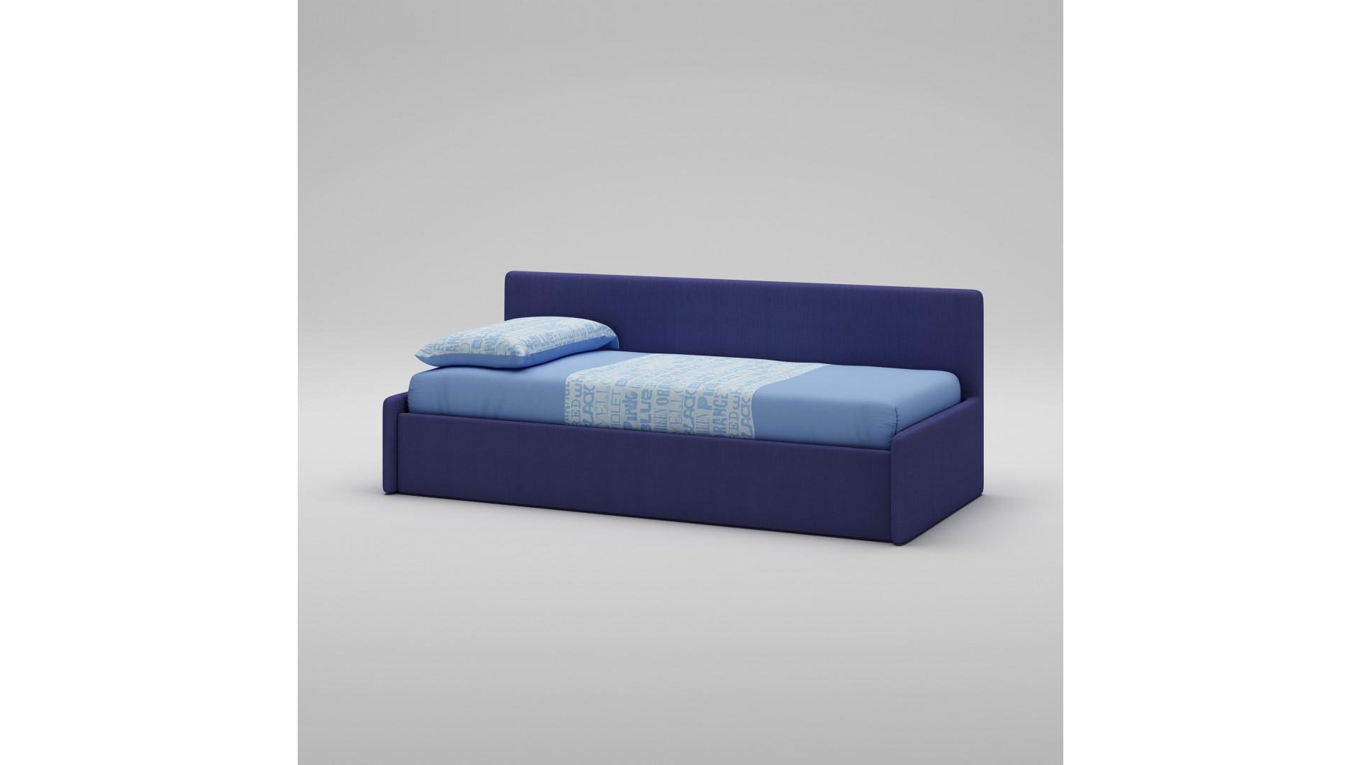 Lit canapé PERSONNALISABLE WL070  en tissu couleur bleu avec couchage de 90 x 200 - MORETTI COMPACT