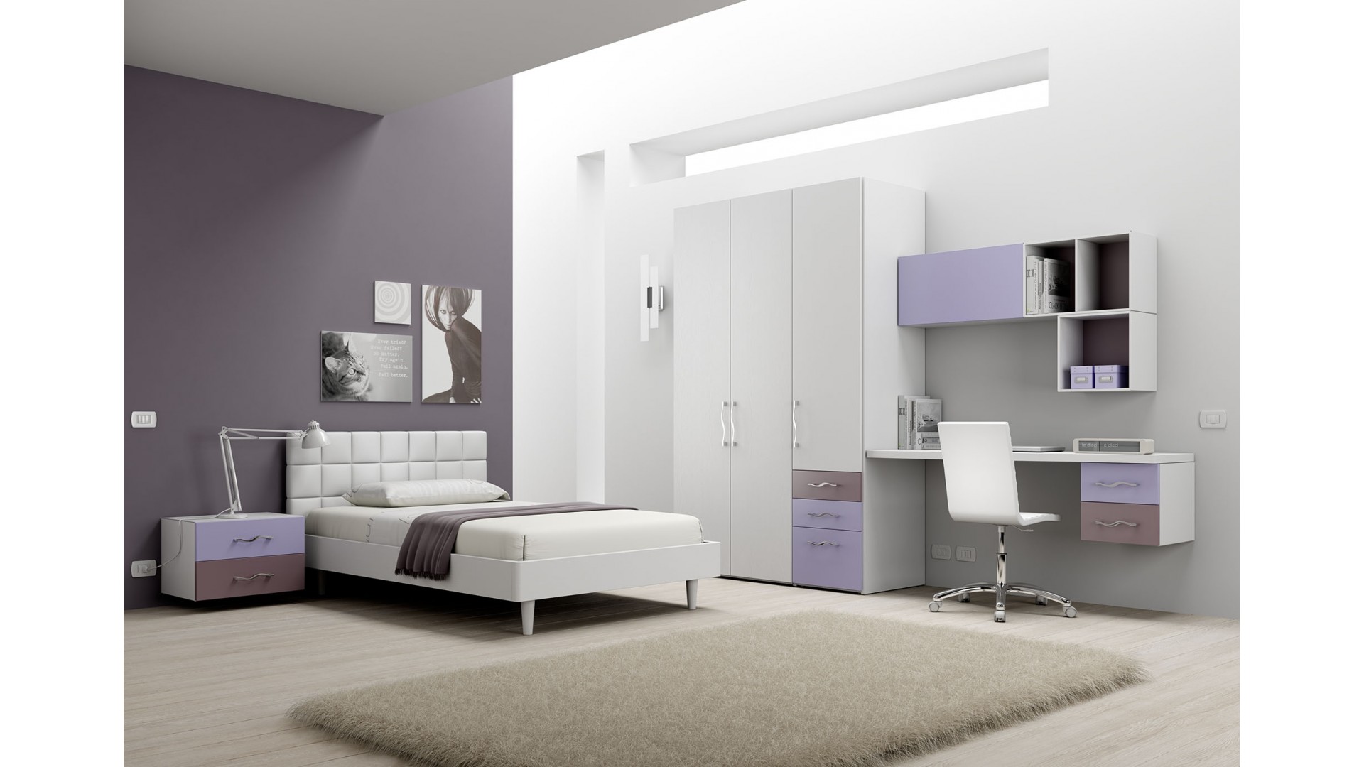 Chambre enfant PERSONNALISABLE BF36 avec lit ado  - MORETTI COMPACT
