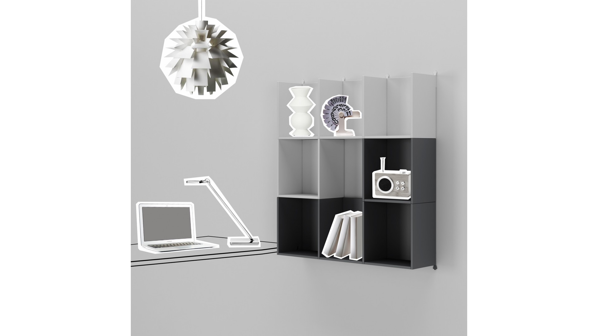 Meuble bibliothèque PERSONNALISABLE WX007 cubique et design - MORETTI COMPACT