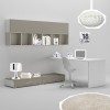 Bureau ado PERSONNALISABLE WS005 avec module bas surbaissé et meubles hauts avec niches - MORETTI COMPACT