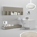 Bureau ado PERSONNALISABLE WS005 avec module bas surbaissé et meubles hauts avec niches - MORETTI COMPACT