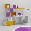Bureau enfant PERSONNALISABLE WS006 avec bloc tiroir de rangement et meubles hauts - MORETTI COMPACT
