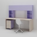 Bureau enfant PERSONNALISABLE WS010 avec module 3 tiroirs sur roulettes et partie haute - MORETTI COMPACT