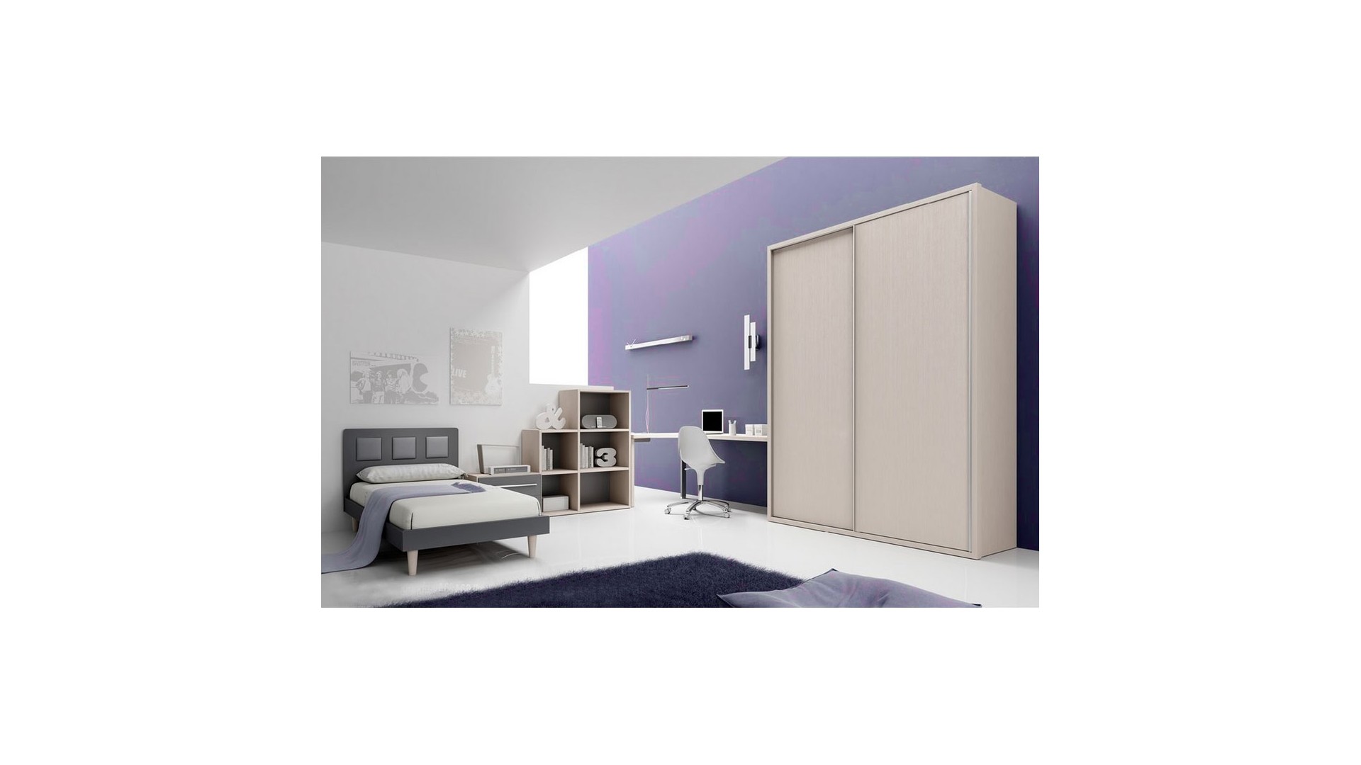 Chambre enfant ado PERSONNALISABLE BF46 lit 1 personne - MORETTI COMPACT