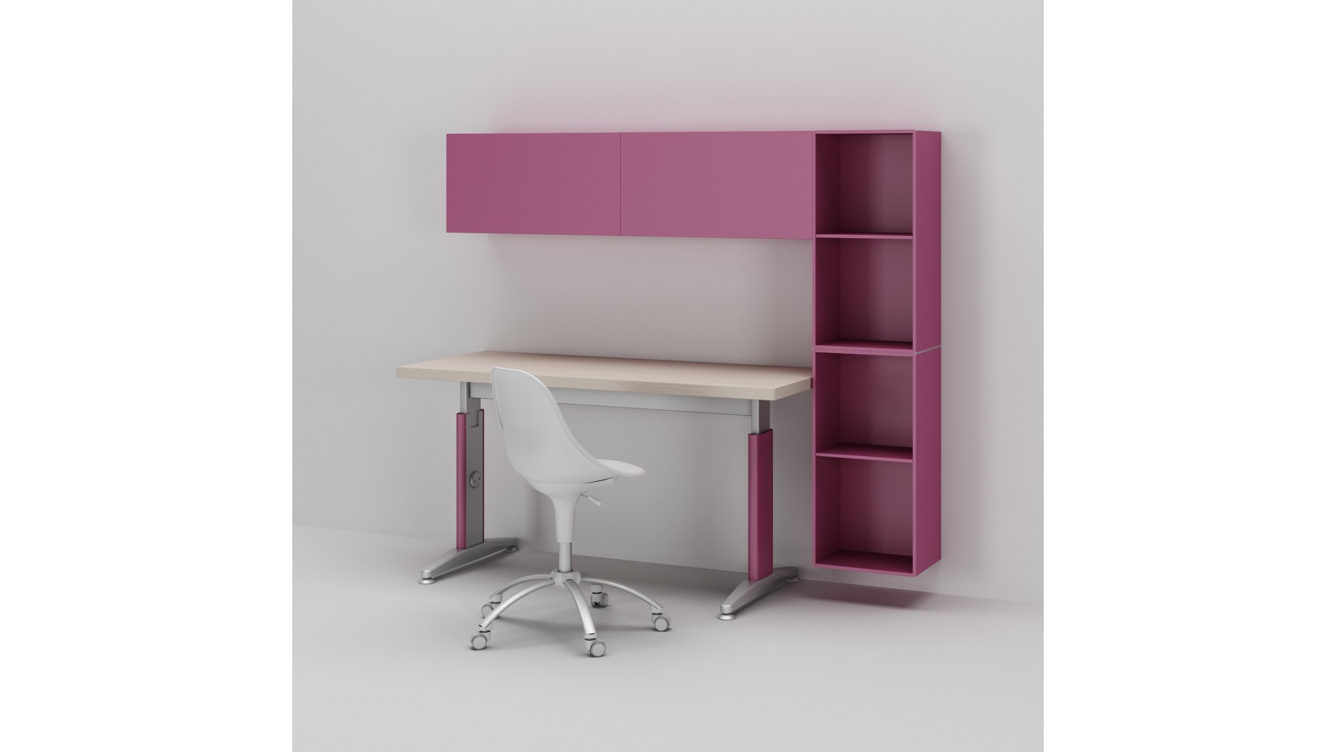 Bureau enfant PERSONNALISABLE WS012 réglable en hauteur avec module haut - MORETTI COMPACT
