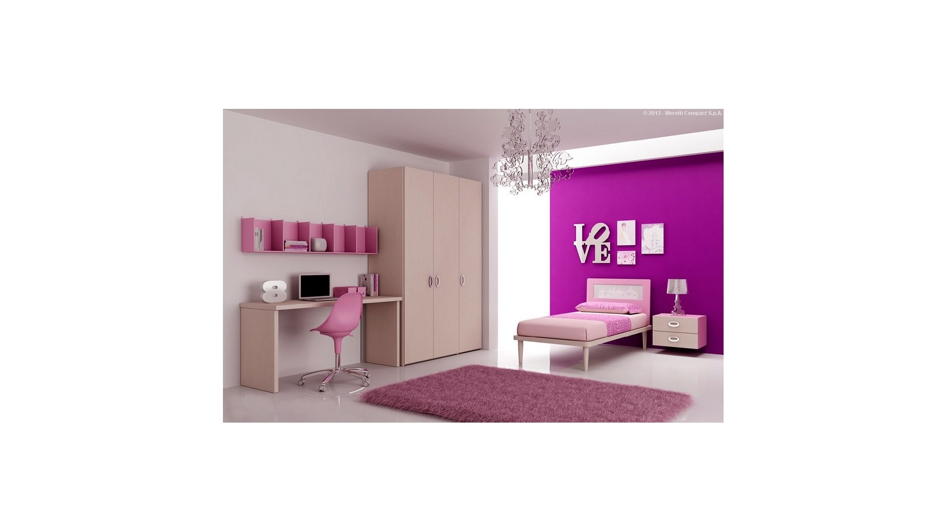 Chambre enfant PERSONNALISABLE BF49 avec lit 1 personne - MORETTI COMPACT