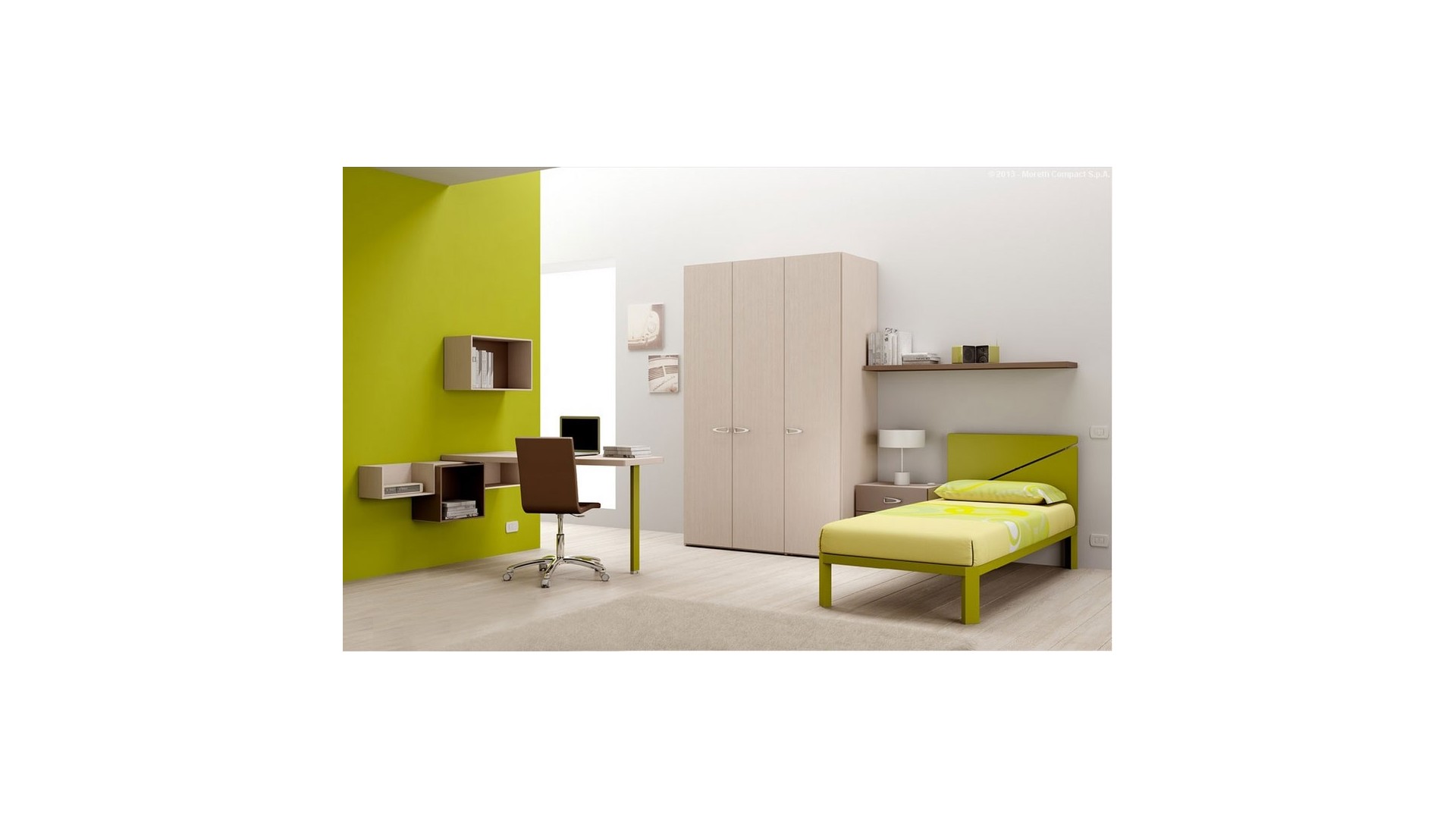 Chambre enfant PERSONNALISABLE BF51 avec lit 1 personne - MORETTI COMPACT