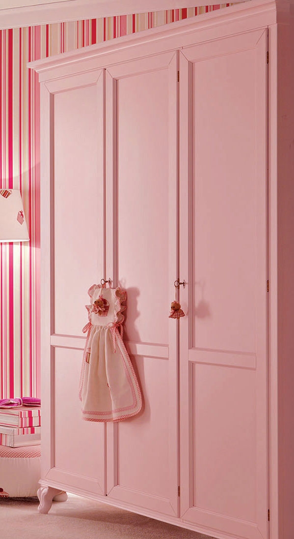 Armoire 3 Portes Battantes Couleur Rose Pastel Piermaria So Nuit