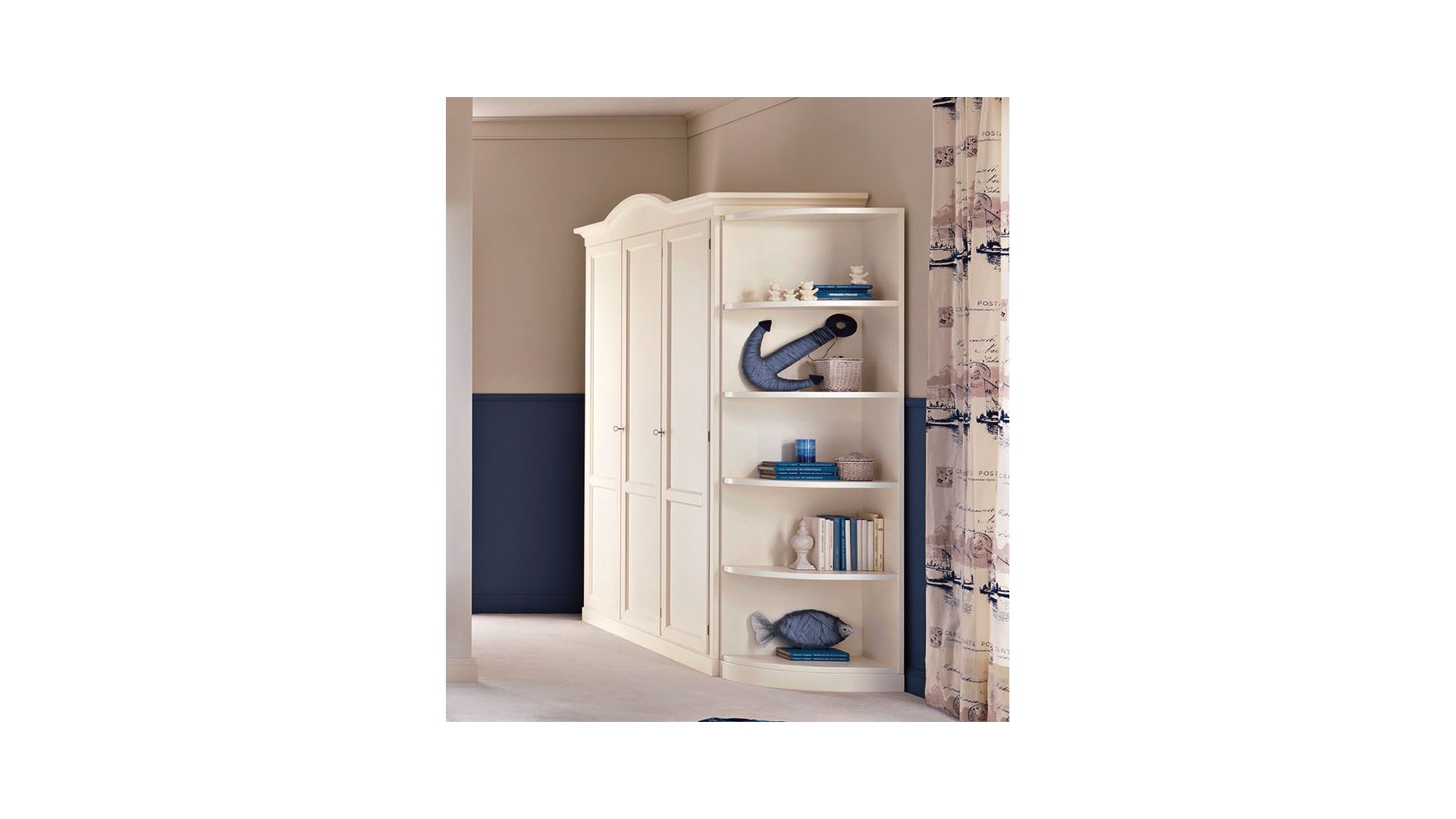 Armoire penderie PERSONNALISABLE 3 portes avec bibliothèque - PIERMARIA Armoire penderie PERSONNALISABLE 3 portes avec bibliothèque - PIERMARIA