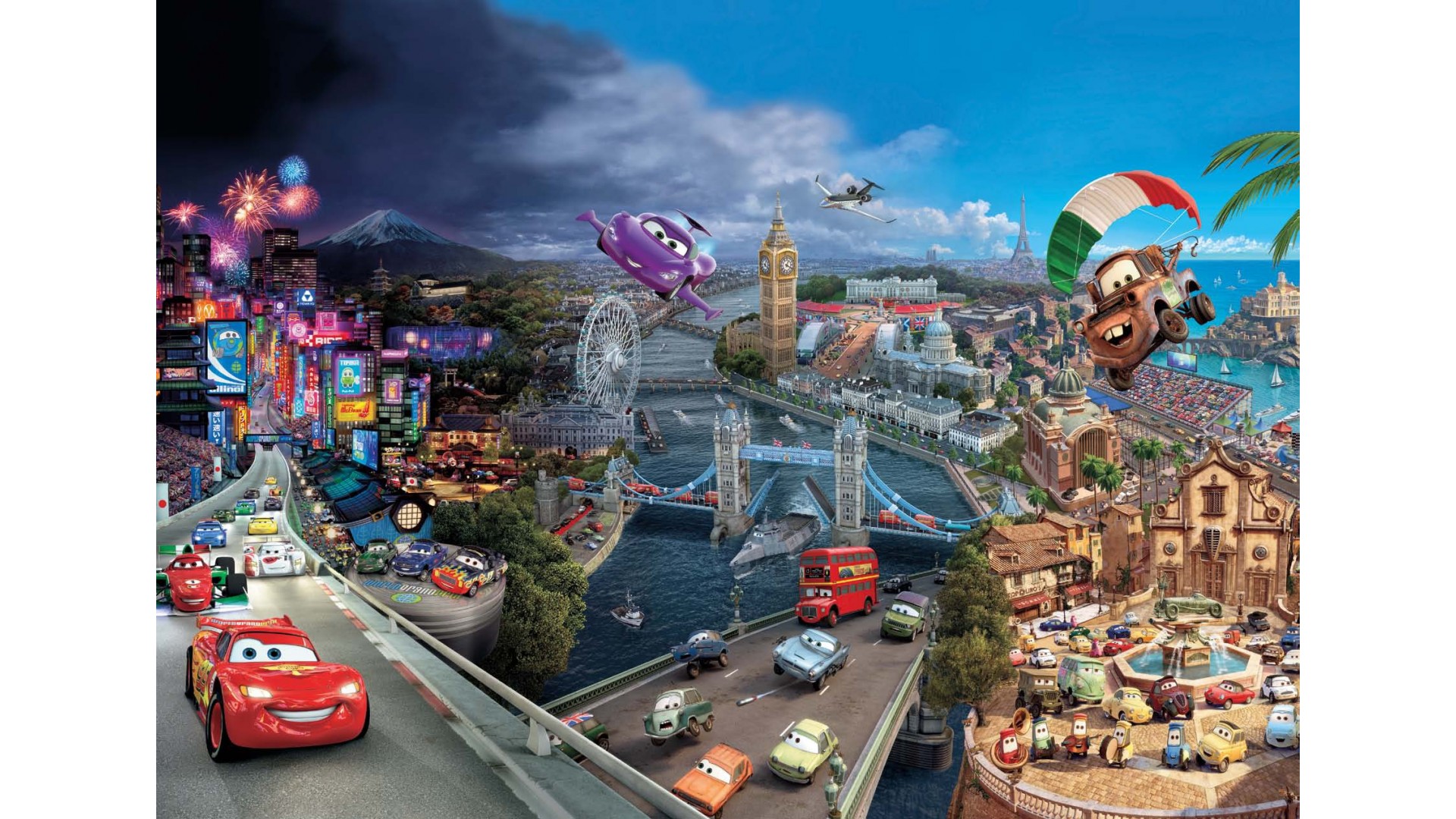 Poster XXL Le monde de Cars - Panoramique Disney - KOMAR