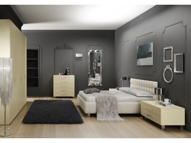 Chambre adulte PERSONNALISABLE AM18 lit double, chevets, commode & armoire - MORETTI COMPACT