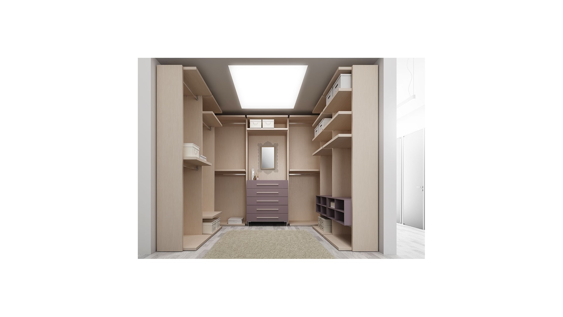 Dressing sur mesure PERSONNALISABLE AK13 avec étagères, penderies & coffres - MORETTI COMPACT