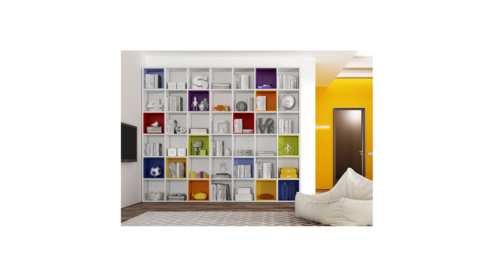Bibliothèque Design PERSONNALISABLE AL12 Multicolore moderne et fun - MORETTI COMPACT