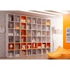 Bibliothèque Design PERSONNALISABLE AL14 avec niches Wall Box couleur Mandarine - MORETTI COMPACT