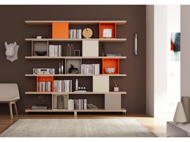 Bibliothèque design PERSONNALISABLE AL17 sur pieds - MORETTI COMPACT