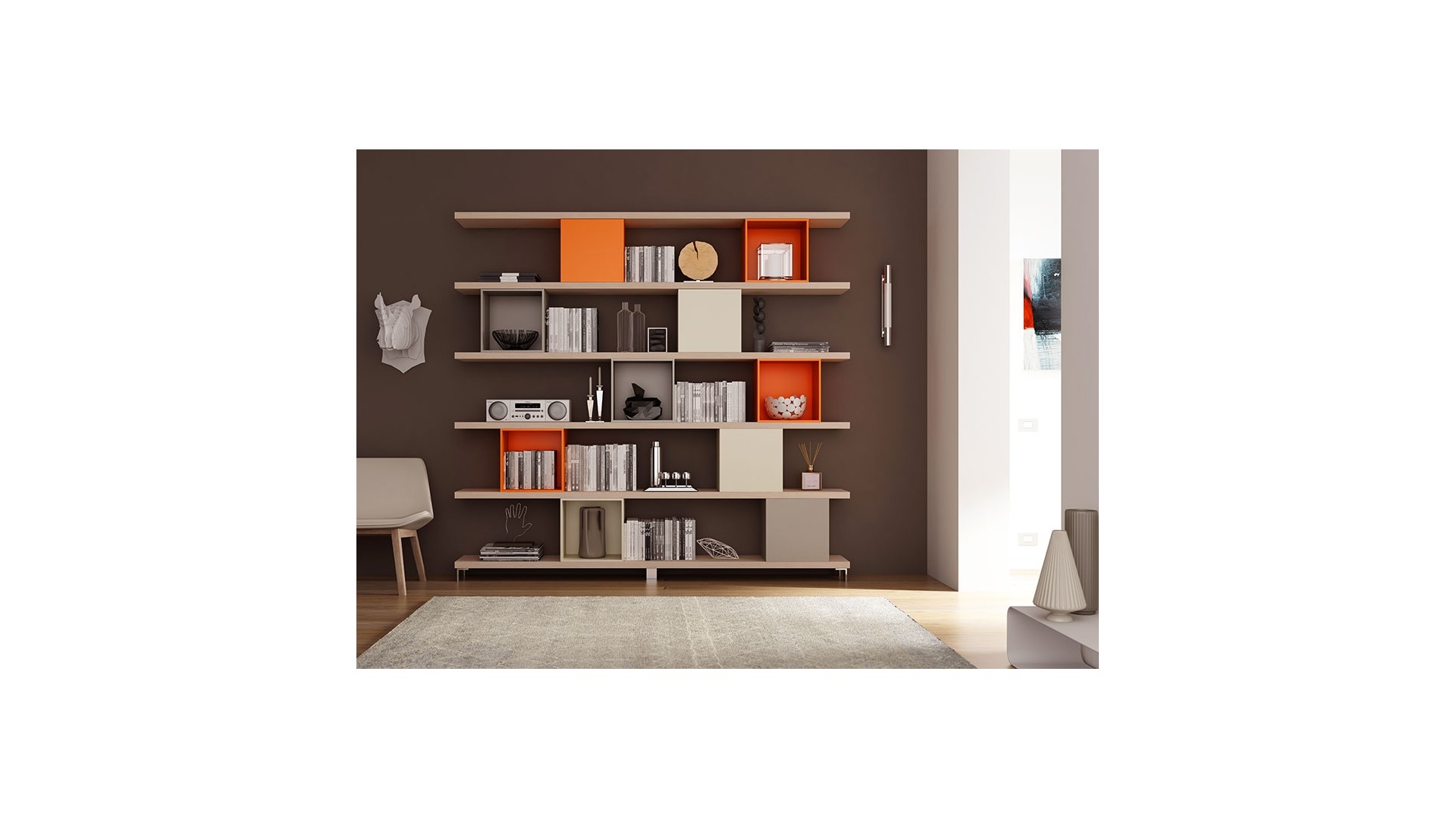 Bibliothèque design PERSONNALISABLE AL17 sur pied - MORETTI COMPACT