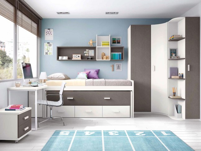 Chambre pour ado composition L001 avec lit gigogne - GLICERIO