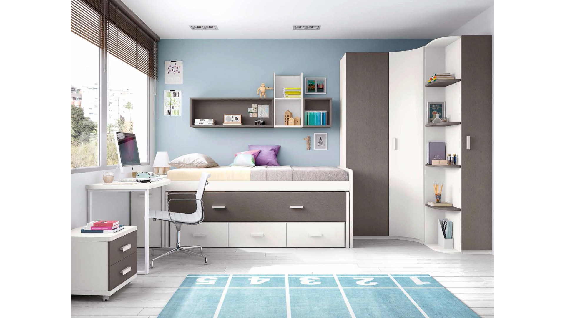 Chambre pour ado composition L001 avec lit gigogne - GLICERIO