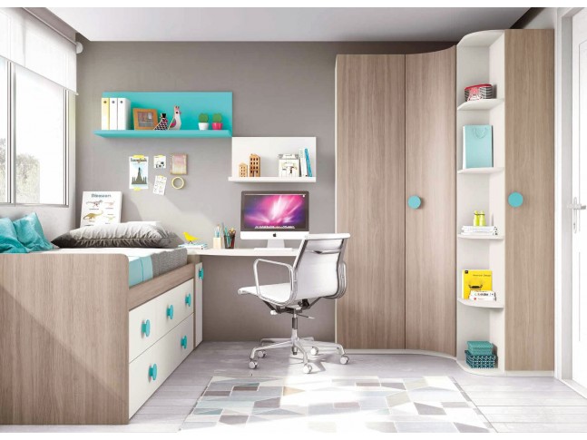 Chambre pour enfant composition L005 avec lit surélevé - GLICERIO