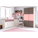 Chambre fille rose composition L008 avec lit gigogne - GLICERIO