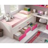 Chambre fille rose composition L011 avec lit gigogne - GLICERIO